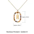 Gold s925 silver necklace with H letter pendant and colorful zircon stones - 925 Silver / Letter H (Gold)