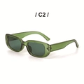 Retro rectangle sunglasses in transparent dark green finish with wide temples - Green Frame / Green Lens