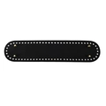 Black oval PU leather bag base with pre-punched holes and gold metal protective feet - Black