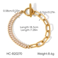 Detail of gold OT buckle bracelet with rectangular zircons and chain link segments - Gold Zircon Patch OT Buckle Bracelet (HC-B20270)