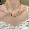 Colorful crystal bead Y-shaped necklace with vibrant faceted stones on fine fishing wire - Rainbow Faceted Crystal Necklace (2881)
