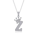 925 silver necklace with crown alphabet Z pendant and sparkling moissanite stones - Letter Z
