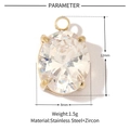 Detailed view of 12mm gold-plated stainless steel oval zircon pendant with size parameters - Gold Oval (VG095)