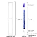 Dual-headed acrylic nail dotting tool with wax tip and metal nib in a plastic tube - Dark Blue