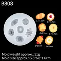 Mini food silicone mold featuring bread, donut, and hot dog shapes for DIY crafts - Mini Food Breakfast Shaped Mold (B808) / Clear