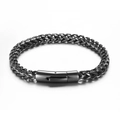 Bracciale da uomo in acciaio al titanio nero con maglia a chiglia e chiusura a molla - 21cm / Nero Lucido