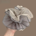 Coletero grande de gasa en rosa y beige, accesorio elegante para coletas y peinados de moño - Coletero Gris Pizarra