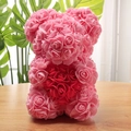 Pink artificial foam rose bear with a red heart, 25cm decorative flower gift - 23CM Naked Bear (Without Box) / Clear Pink with Red Heart