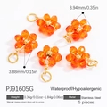 5pcs orange flower charms in gold-plated stainless steel for DIY jewelry making - Orange Flower Bead Pendant (PJ91605G)