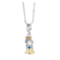 Silver mermaid pendant necklace with colorful zircons and translucent moonstone - Fairy Tale Doll (925-4# Silver)