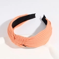 Peach orange knotted headband with knitted ribbed texture for women hair accessories - Orange