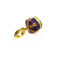 Golden bead pendant with purple enamel and floral gold lines for DIY charm bracelets - Purple Enamel Drum