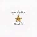 Macro shot of 10mm gold starfish metal charm with weight and size specifications - Tiny Starfish Shape (Style 14)