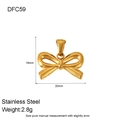 Detailed view of 19mm gold stainless steel bow pendant with dimensions and weight - Stainless Steel Bow DFC59