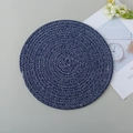 Sous-verre tressé en coton bleu et blanc avec isolation thermique pour table à manger - Motif Bleu