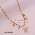 Collier en acier inoxydable doré avec plusieurs pendentifs cerise, fleur et fraise - Style Pendentif Cerise Tournesol Fraise (6#)