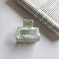 Pince à cheveux carrée en acétate avec motif de marbre vert et blanc élégant - 5.2cm / Vert