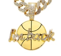 Collar hip hop bañado en oro con colgante de baloncesto I'm back y diamantes de imitación - Solo colgante dorado