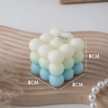 Bubble cube scented candle with white, green and blue gradient colors in 6cm size - Deep Sea Breath