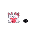 Pin de esmalte con conejitos blancos abrazando un corazón rojo y cierre de mariposa negro - Conejo Abrazando Corazón