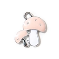 Pink and white mushroom enamel charm with silver metal finish for jewelry DIY - Pink Silver Plated