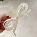 Elegant cream white matte bow hair claw clip with translucent ribbon style design - Beige Ribbon Bow Claw Clip