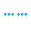 Elegante S925 Silber Ohrstecker mit drei himmelblauen Steinen in goldener Optik - 925er Silber / 18K Gold Plated (Turquoise)