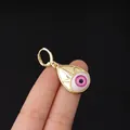 Ethnic gold teardrop earring featuring a purple evil eye charm in a vibrant boho style - Pink Purple Teardrop Eye (14#)