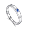 Adjustable S925 sterling silver ring featuring a blue snowflake and leaf texture - Fdjz-480 - Women's Model / Adjustable Open