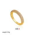 Dettaglio anello placcato oro 18k con pavé di zirconi bianchi taglia US 8 - US 8 / Oro 18K