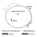 Collier nœud papillon en argent acier inoxydable avec mesures détaillées et longueur - Collier Chaîne Serpent Nœud Argenté