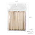 Detailed view of 100pcs orange wood nail sticks in 11.4cm with size specifications - Wood Stick 11.4CM (100PCS)
