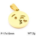 18K gold plated winking emoji heart pendant in titanium steel, size 17x15mm and 2g weight - Gold Kissing Emoji Pendant (KP100755-Z)
