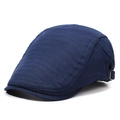 Donkerblauwe ademende mesh baret met verstelbare metalen gesp en textuurafwerking - Verstelbaar / Marineblauw