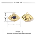 Polished stainless steel evil eye horn pendant with blue natural stone specifications - VG625 (Blue Eye)