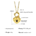 Macrodetail van hartvormige natuurstenen hanger met 18K vergulding en afmetingen - Gouden Hart Zwarte Turkoois Stijl (SN21012315G)