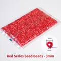 DIY 3mm vibrant red glass seed beads for embroidery with 1mm hole in bulk packaging - Red Tones Mixed 3mm