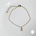 Minimalist 18K gold plated bracelet featuring a sparkling zircon initial X charm - Letter X