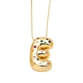 Gold-plated letter E necklace with colorful cubic zirconia and elegant box chain - Style E