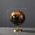 Nordic black and gold crystal globe ornament with golden metal stand 19.5cm height - 14cm Black Gold English Ball Antique Bronze Stand