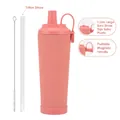 Pink 830ml insulated tumbler with 1.2cm wide straw and magnetic handle details - 830ml / Coral Pink