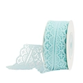 Mint green hollow knit lace ribbon roll with delicate floral scalloped edges for DIY - S015