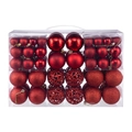 Set de 50 bolas de Navidad rojas de varias texturas y tamaños en una caja transparente - Paquete de 100 / Rojo