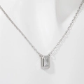 Silver Vertical Single Square Zircon