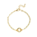 Pulsera de cadena de clips dorada con corazón y cierre de langosta ajustable y pulido - Pulsera Ajustable de Clip No. 4