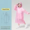 Reusable peach pink EVA raincoat for kids featuring wide transparent protective visor - Children's Cheek Powder With A Large Brim Keeps Face Dry