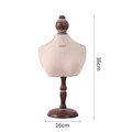 Présentoir à bijoux vintage avec buste en tissu rose et base en bois pour colliers - Buste Haut Imprimé