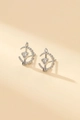 Elegant S925 sterling silver stud earrings featuring zircon heart and crescent moon design - Silver Cupid Heart