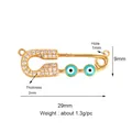Gold-plated safety pin charm with white cubic zirconia and blue evil eye accents - Safety Pin Gold Blue Eye M62B7889K2