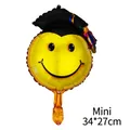 Mini ballon sourire de remise de diplôme avec toque noire et glands, taille 34x27cm - Mini Ballon Smiley de Remise de Diplôme